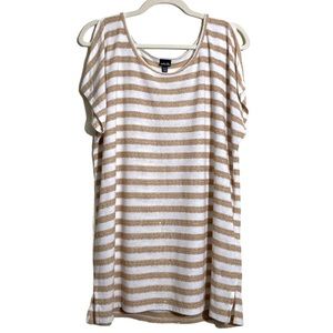 Rafaella Size XL Striped Top Blouse Cold Shoulder